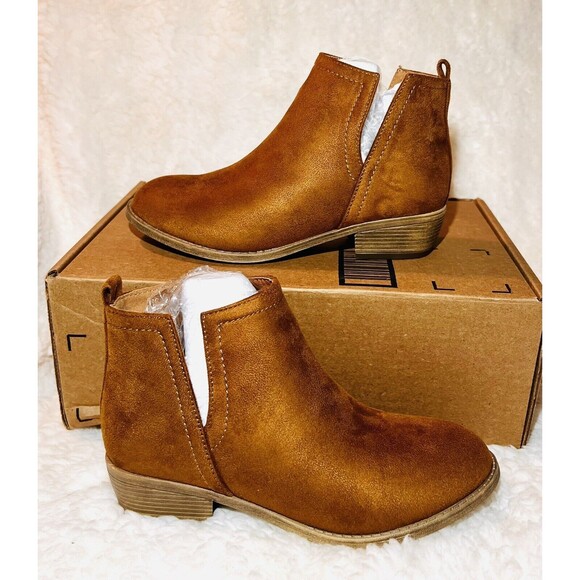 Journee Collection Womens Rimi Bootie Vegan Suede Ankle Boot - Camel - Size 6 - Picture 2 of 10